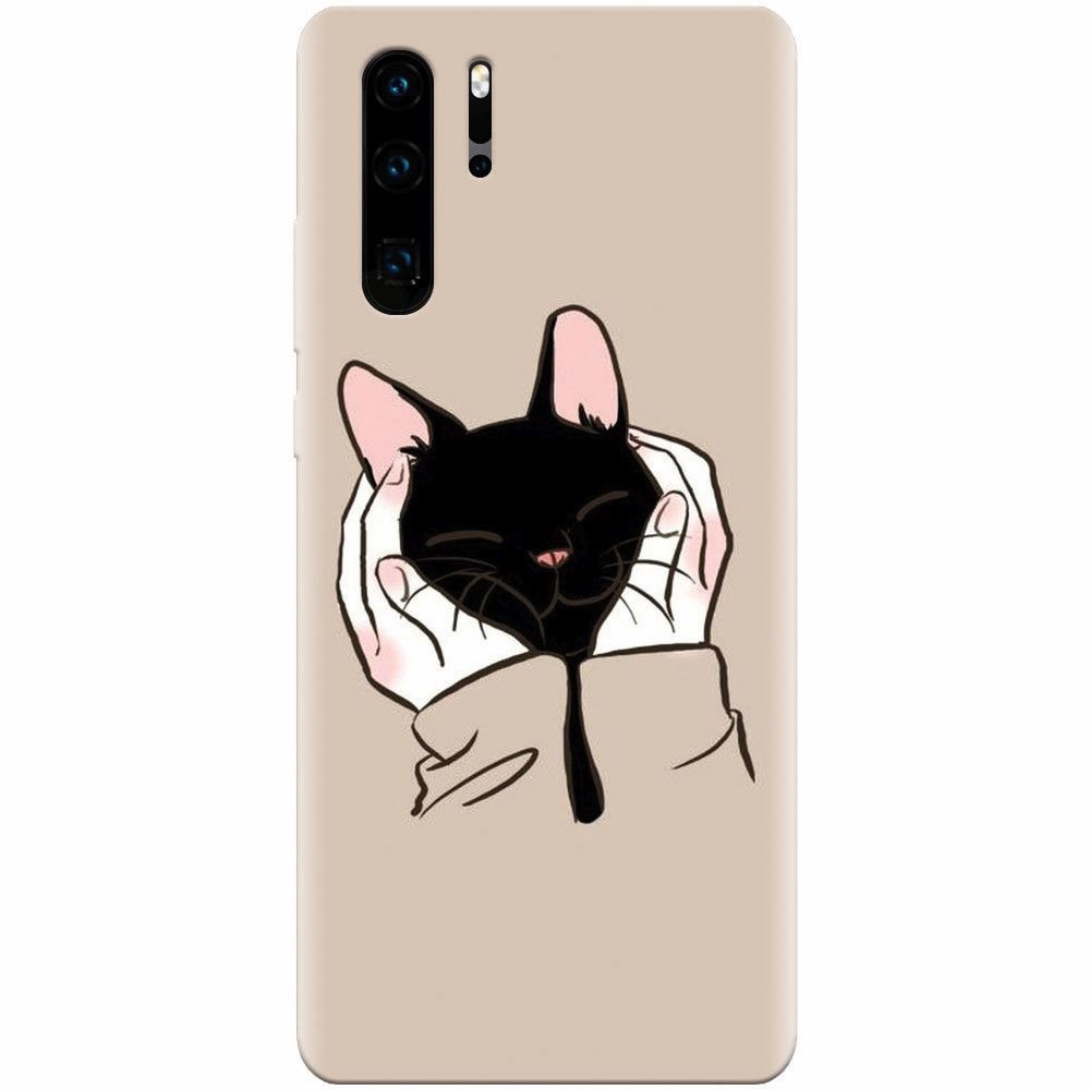 Husa silicon pentru Huawei P30 Pro, Th Black Cat In Hands