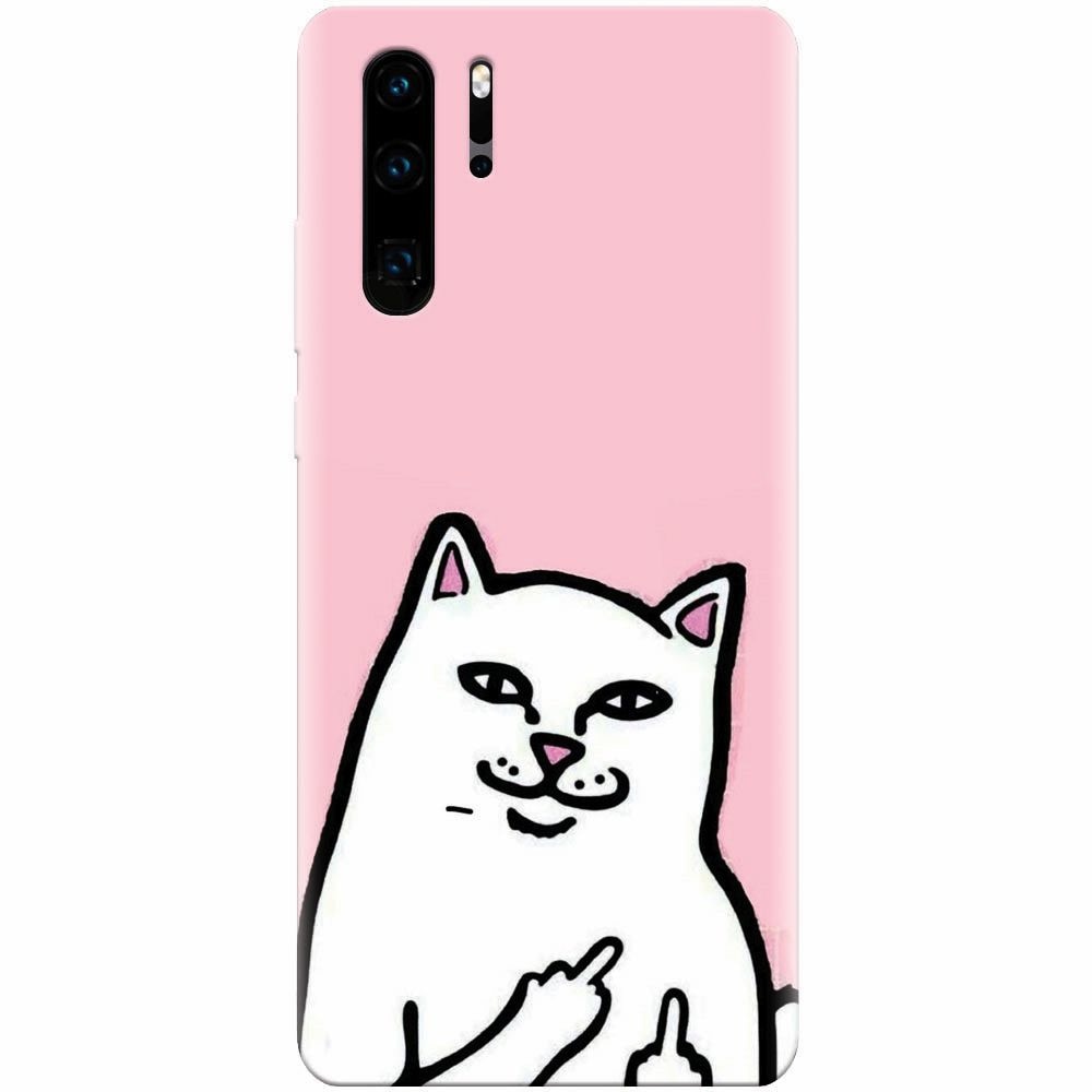 Husa silicon pentru Huawei P30 Pro, White Cat