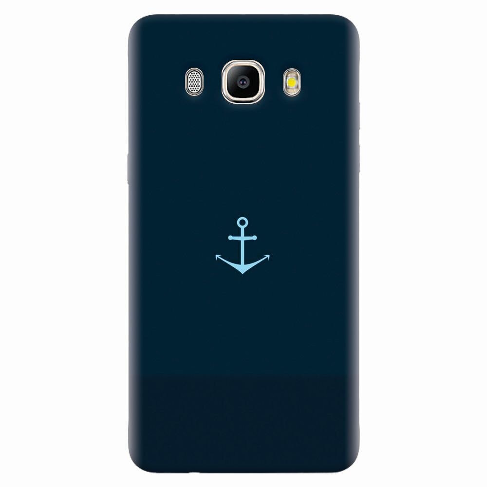 Husa silicon pentru Samsung Galaxy J7 2016, Blue Navy Anchor Illustration Flat