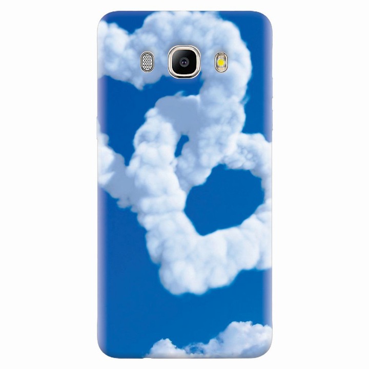 Husa silicon pentru Samsung Galaxy J7 2016, Heart Shaped Clouds Blue Sky