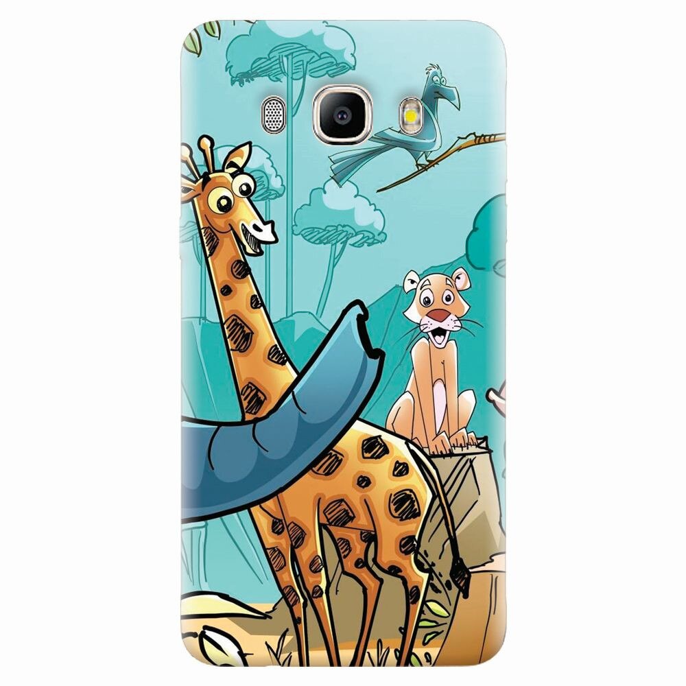 Husa silicon pentru Samsung Galaxy J7 2016, Children Drawings Elephants Giraffes Lions