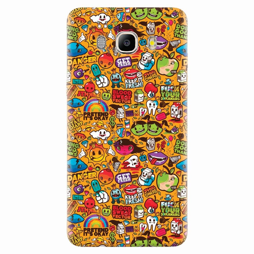Husa silicon pentru Samsung Galaxy J7 2016, Colorful Sticker Illustrations