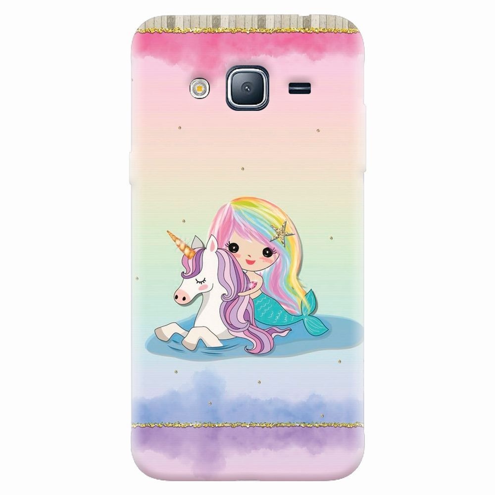 Husa silicon pentru Samsung Galaxy J7 2015, Mermaid Unicorn Play