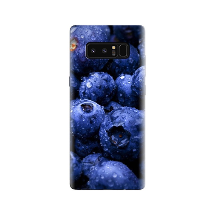 Силиконов калъф, съвместим с модел Samsung Galaxy Note 8 - Hd Blueberries Fruit Water Drops