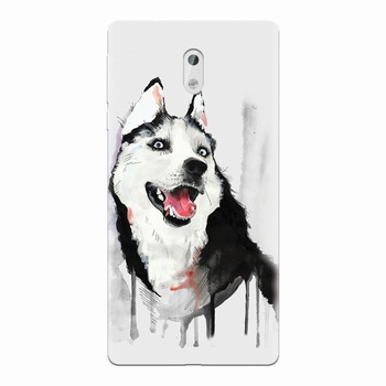 Husa silicon pentru Nokia 3, Husky Dog Watercolor Illustration Husa silicon pentru Nokia 3, Husky Dog Watercolor Illustration