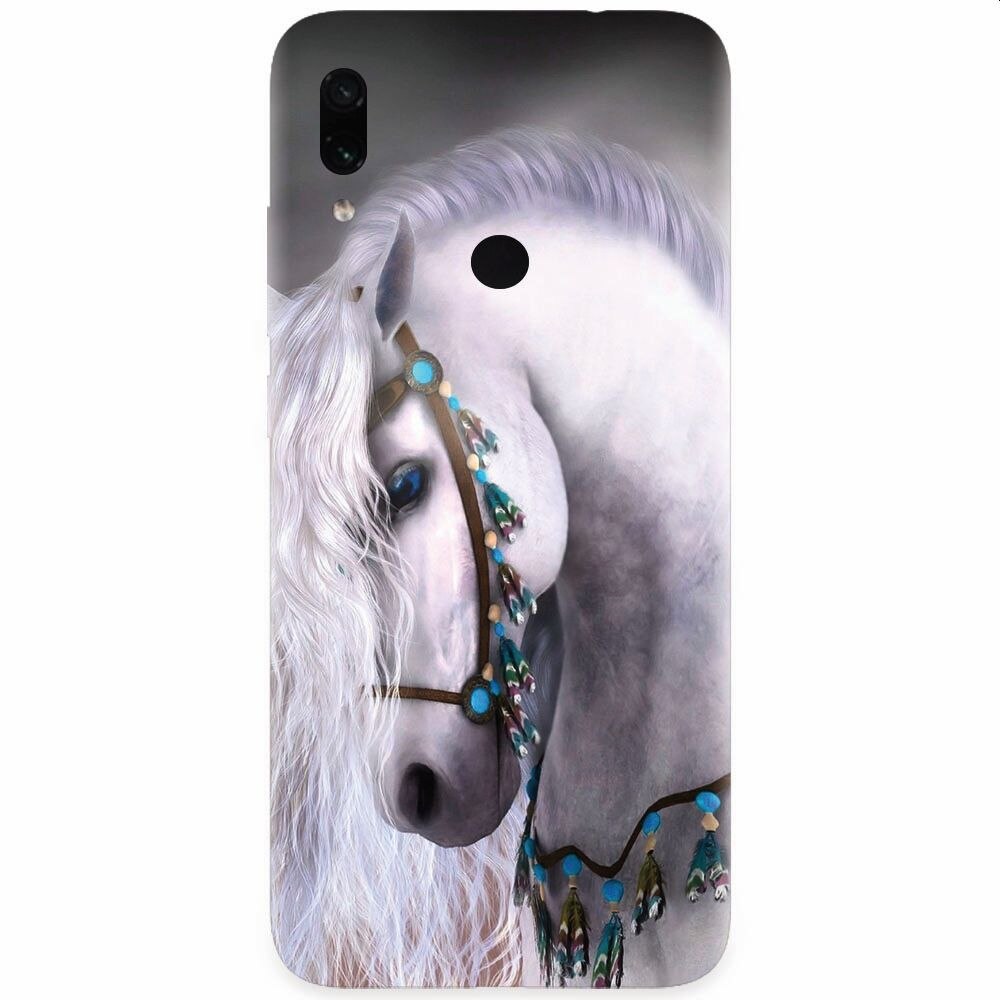 Husa silicon pentru Xiaomi Redmi Note 7, White Horse