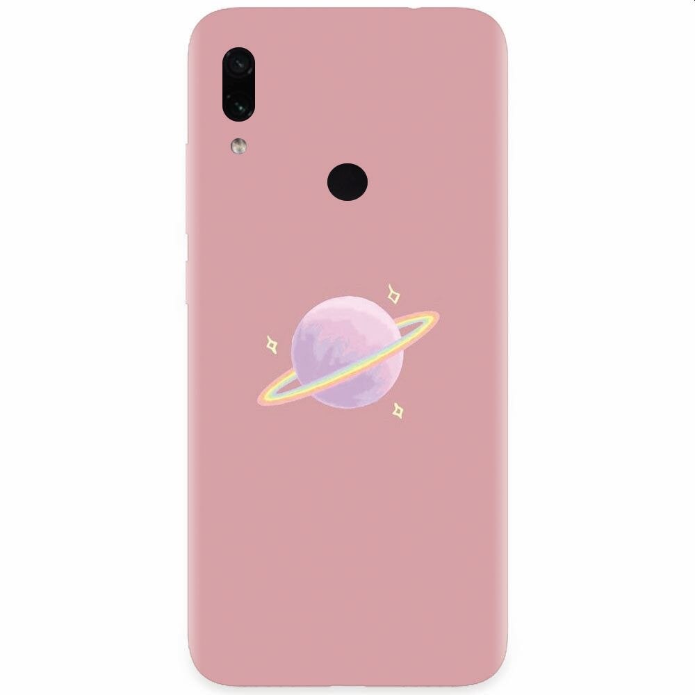 Husa silicon pentru Xiaomi Redmi Note 7, Saturn On Pink