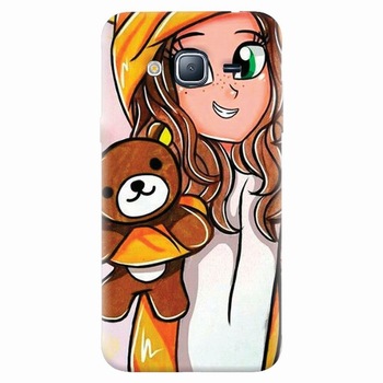 Husa silicon pentru Samsung Galaxy J7 2015, Girl With Little Bear Husa silicon pentru Samsung Galaxy J7 2015, Girl With Little Bear