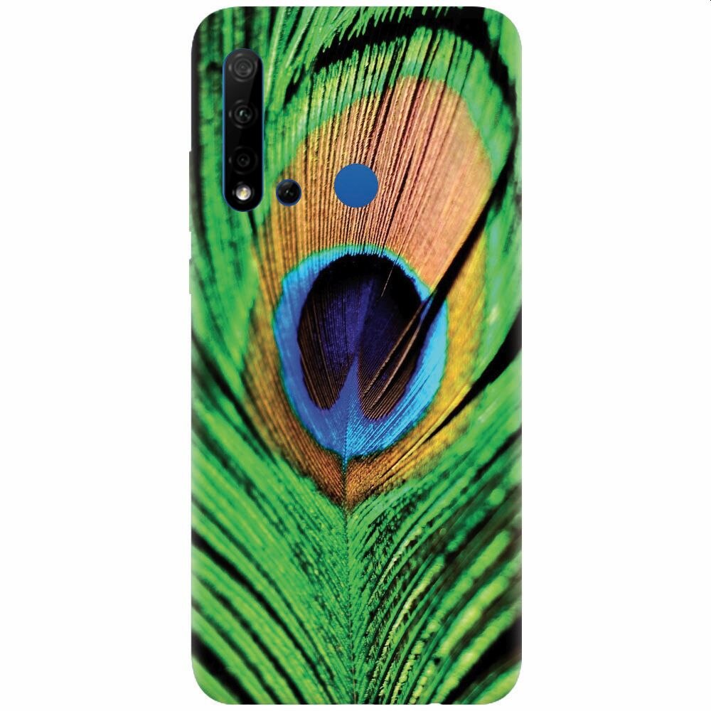 Husa silicon pentru Huawei P20 Lite (2019), Peacock Feather Green Blue