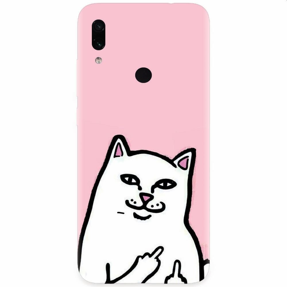 Husa silicon pentru Xiaomi Redmi Note 7, White Cat