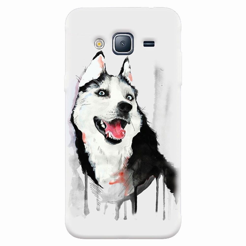 Husa silicon pentru Samsung Galaxy J5 2015, Husky Dog Watercolor Illustration