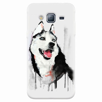 Husa silicon pentru Samsung Galaxy J7 2015, Husky Dog Watercolor Illustration Husa silicon pentru Samsung Galaxy J7 2015, Husky Dog Watercolor Illustration