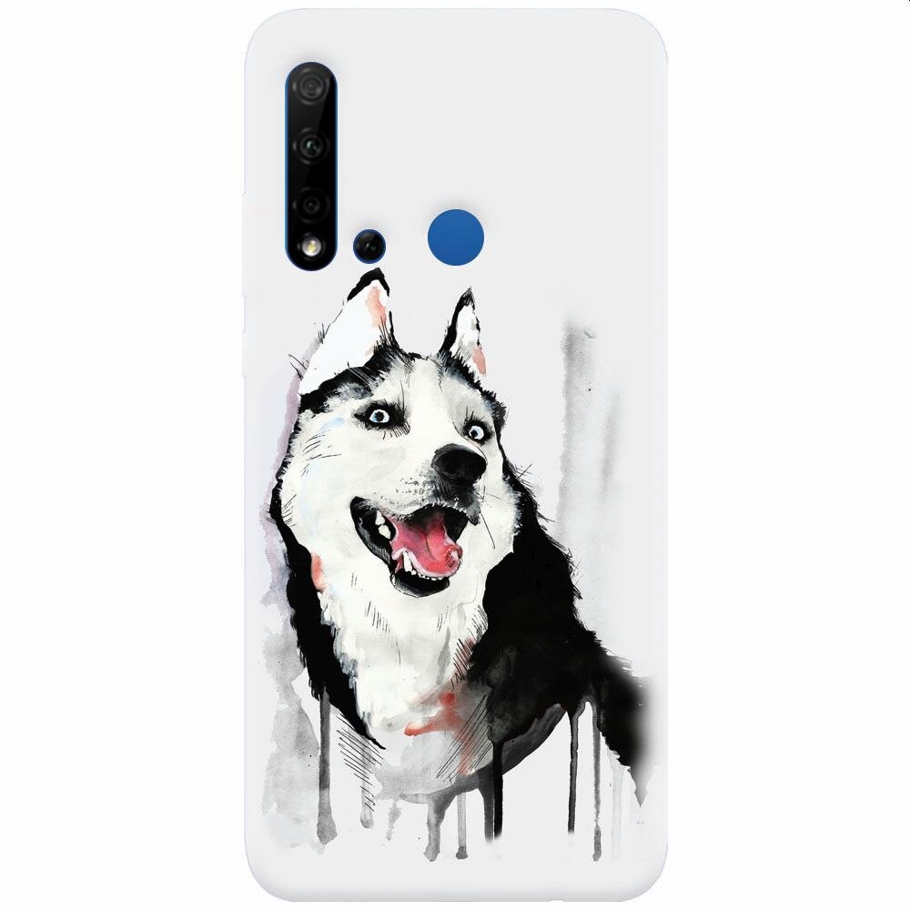 Husa silicon pentru Huawei P20 Lite (2019), Husky Dog Watercolor Illustration