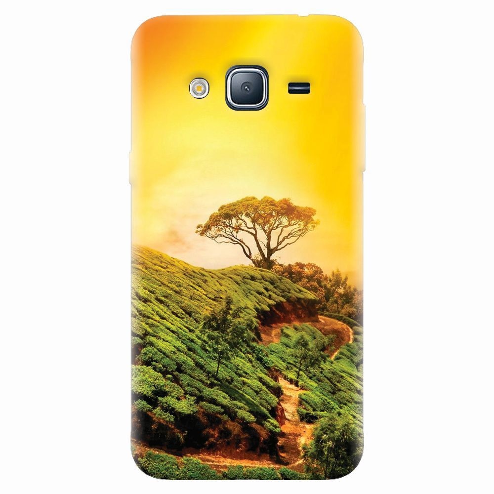 Husa silicon pentru Samsung Galaxy J7 2015, Hill Top Tree Golden Light