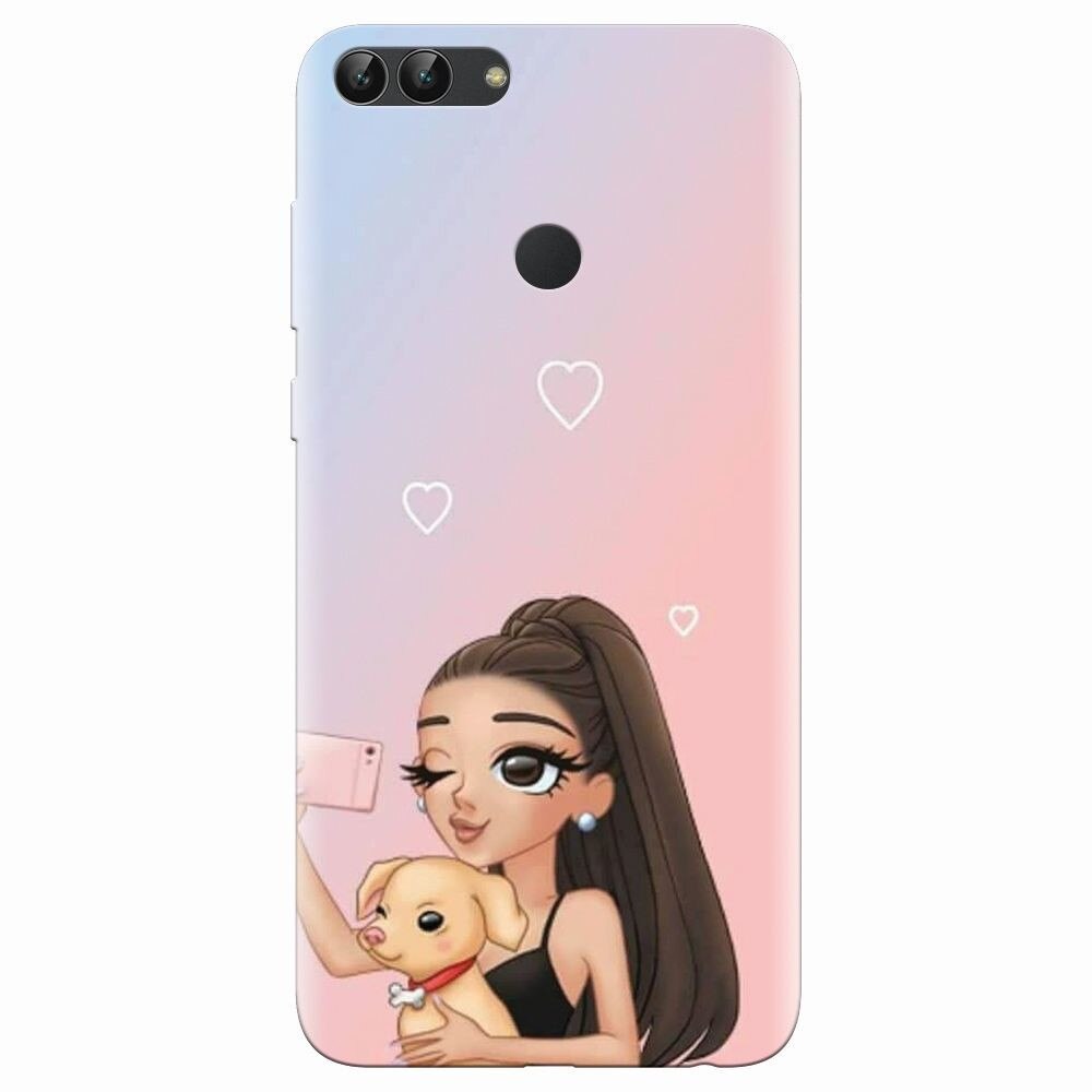 Husa silicon pentru Huawei P Smart, Selfie With Sweet Dog