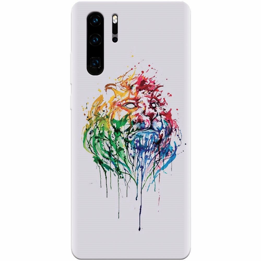 Husa silicon pentru Huawei P30 Pro, Paint Illustration Lion Head