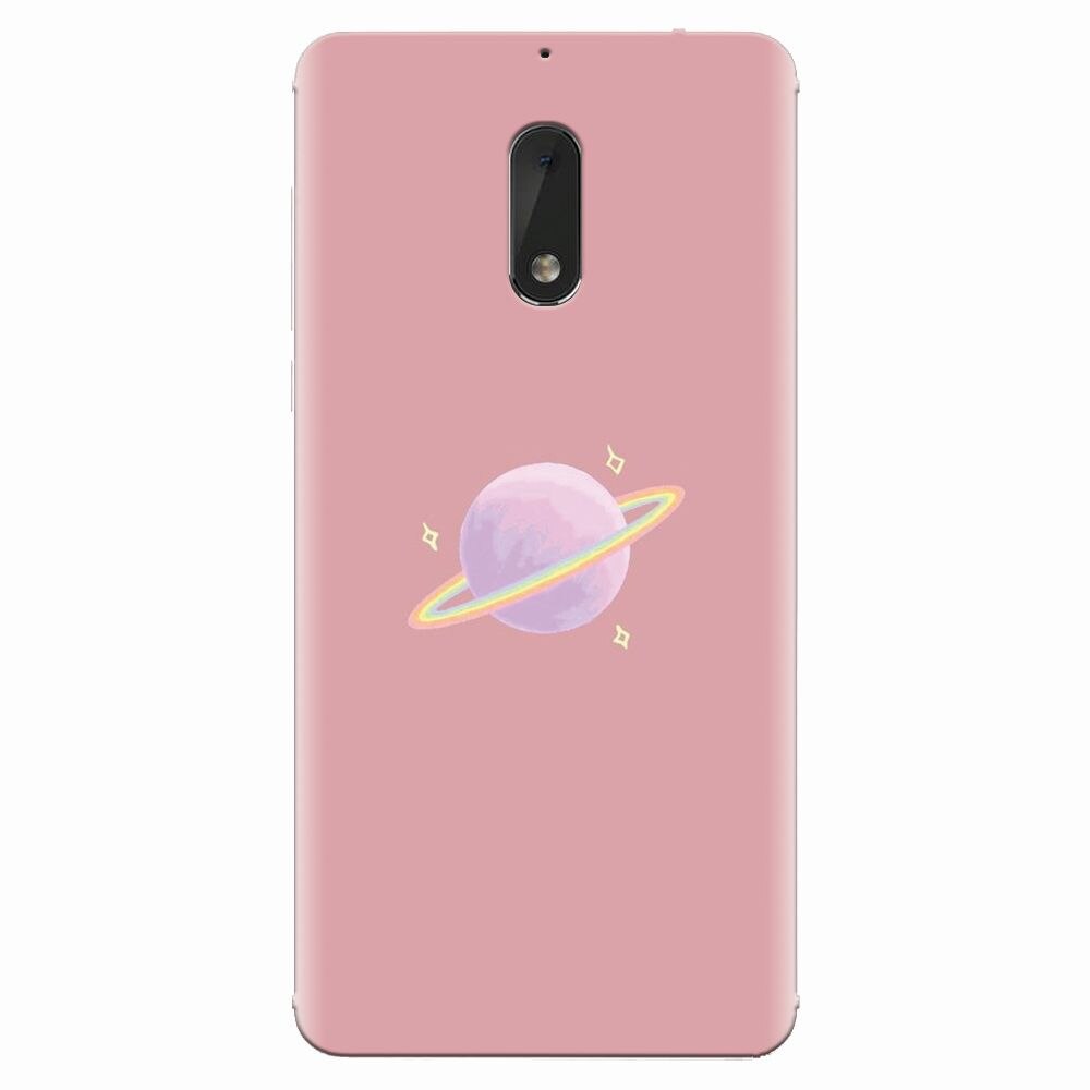 Husa silicon pentru Nokia 6, Saturn On Pink
