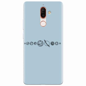 Husa silicon pentru Nokia 7 Plus, Planets Husa silicon pentru Nokia 7 Plus, Planets