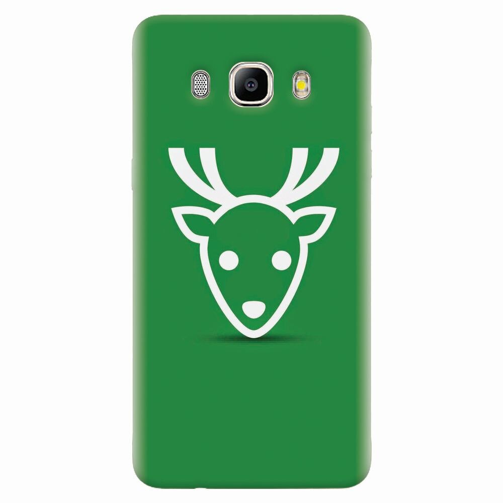 Husa silicon pentru Samsung Galaxy J7 2016, Minimal Reindeer Illustration Green
