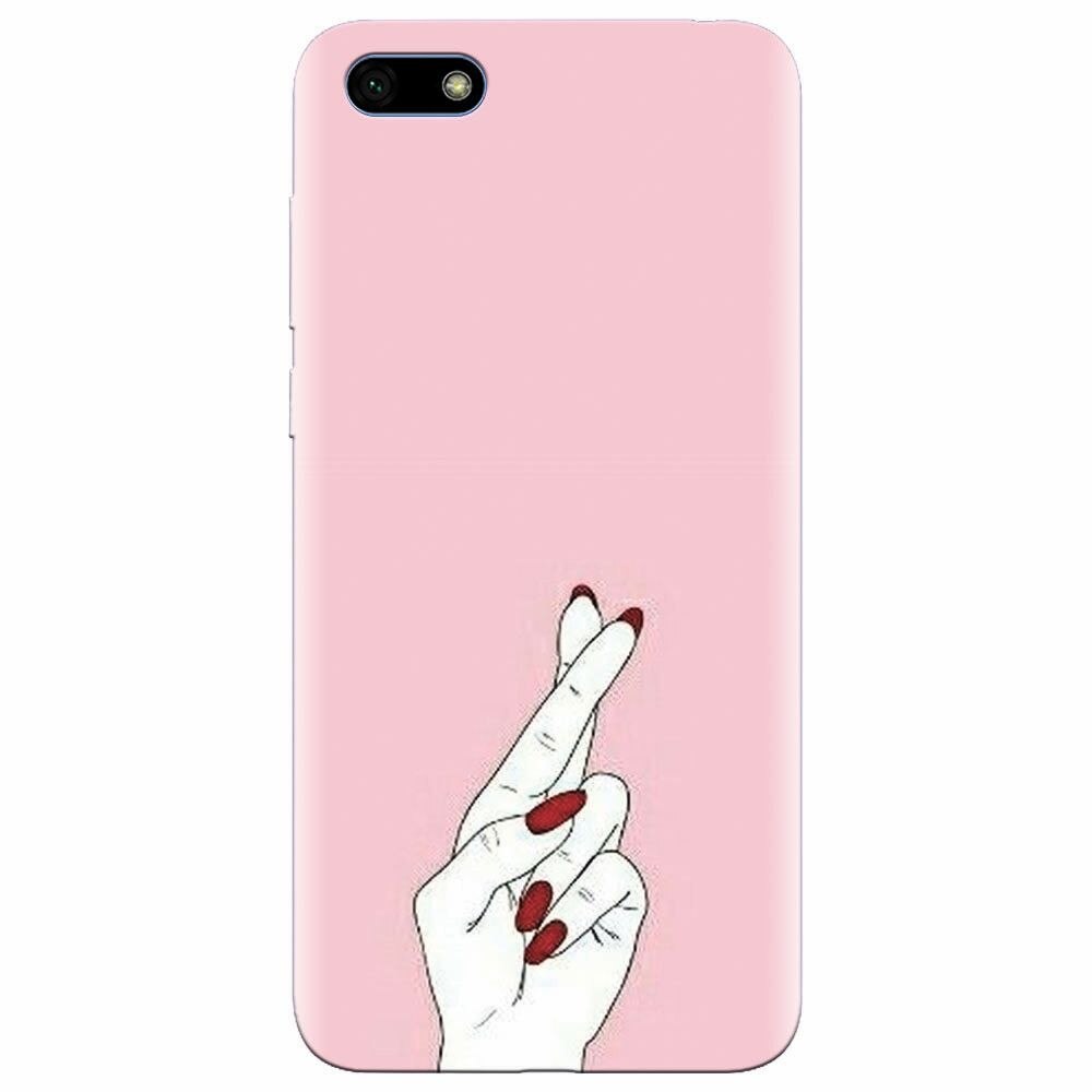 Husa silicon pentru Huawei Y5 Prime 2018, Pink Finger Cross