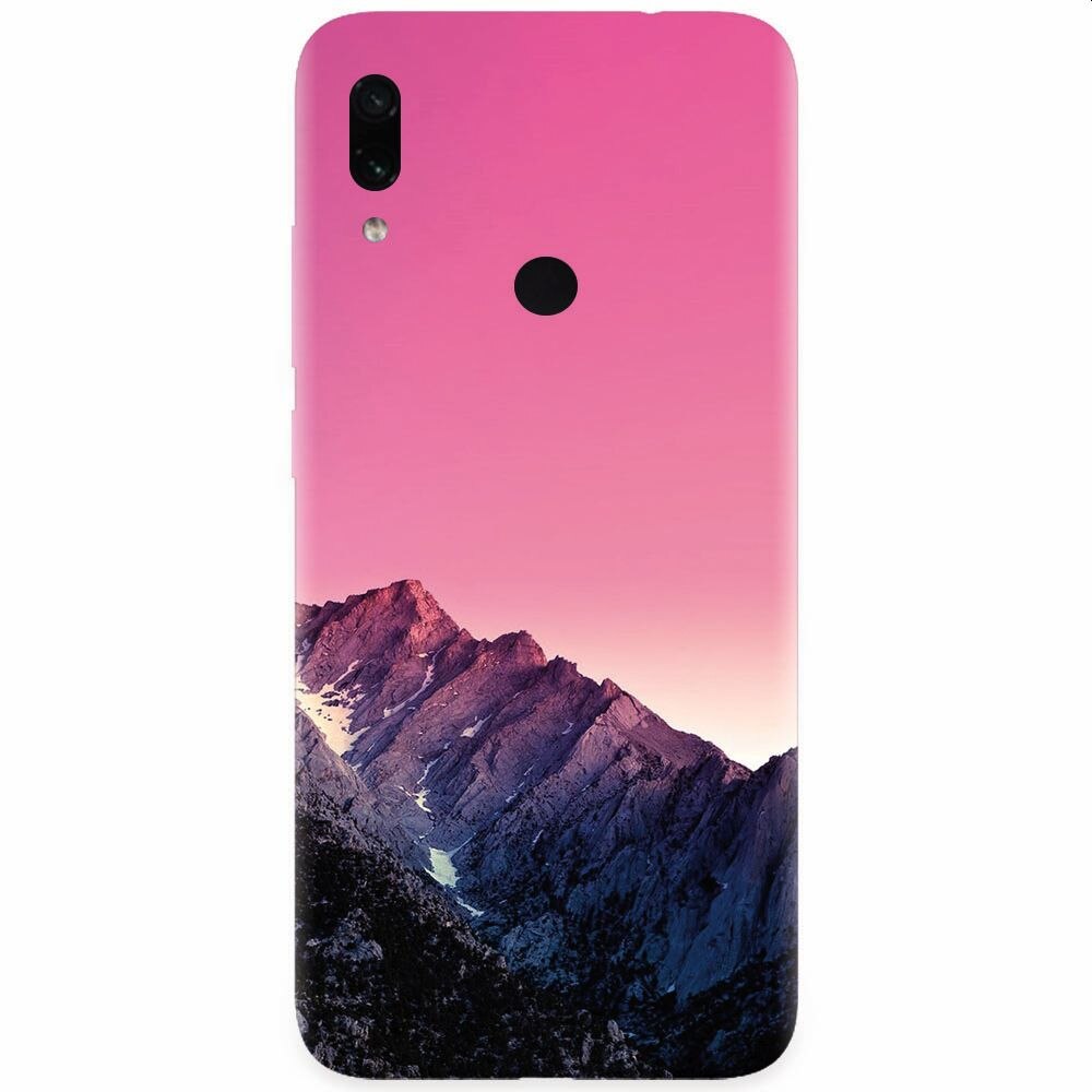 Husa silicon pentru Xiaomi Redmi Note 7, Mountain Peak Pink Gradient Effect