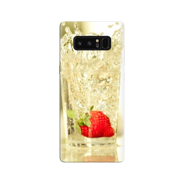 Силиконов калъф, съвместим с модел Samsung Galaxy Note 8 - Strawberry Falling In Glass Of Water