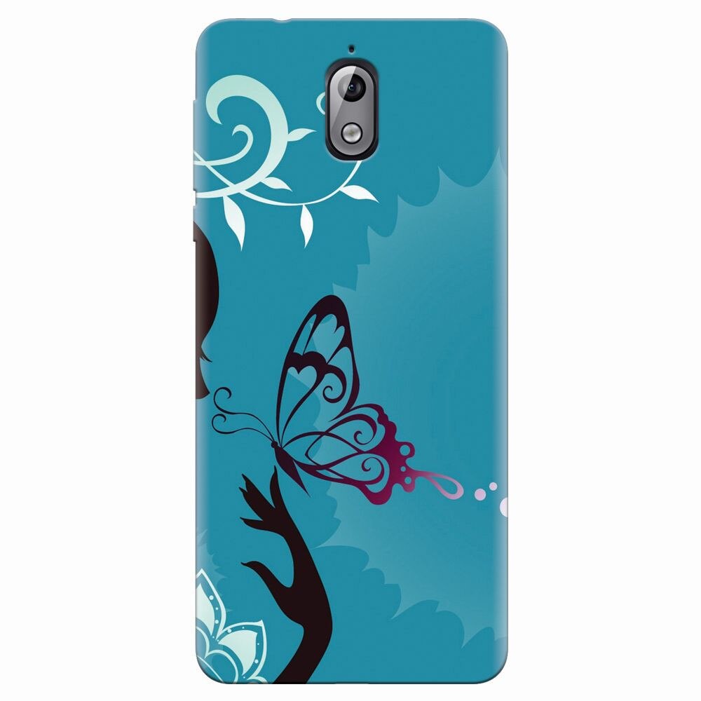 Husa silicon pentru Nokia 3.1, Blue Butterfly