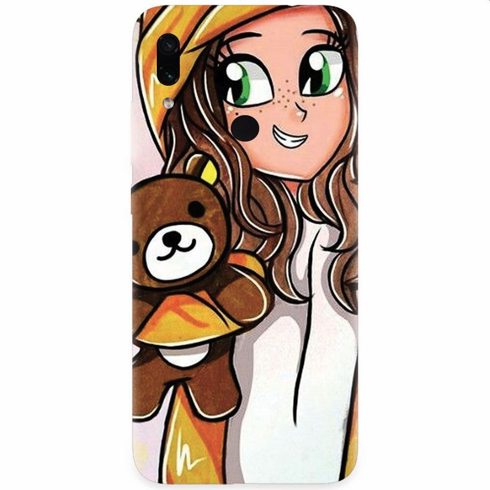 Husa silicon pentru Xiaomi Redmi Note 7, Girl With Little Bear