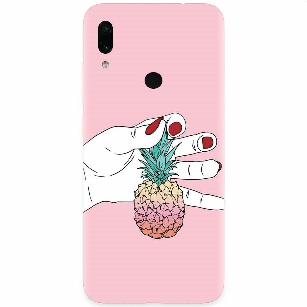 Husa silicon pentru Xiaomi Redmi Note 7, Rainbow Pinepple