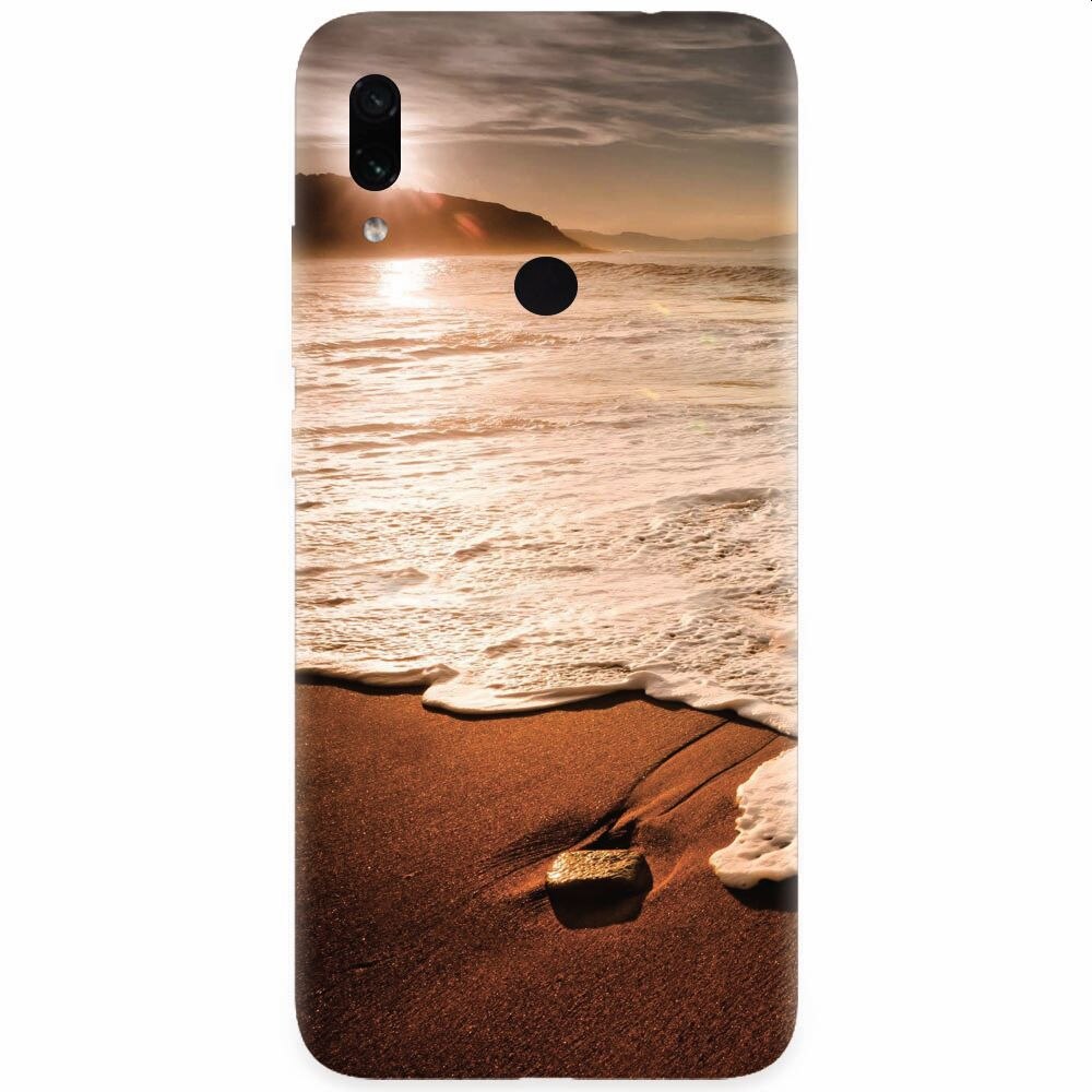 Husa silicon pentru Xiaomi Redmi Note 7, Sunset Foamy Beach Wave