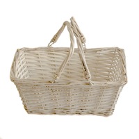 Cos din rachita cu doua toarte alb, 36x26x14 cm, 230g