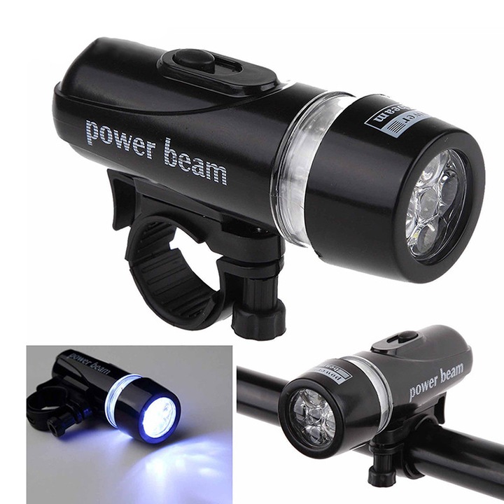 Set 3 buc., Faruri fata power beam, stop laser 5 LED, 3 moduri luminare, set kit lumini, negre