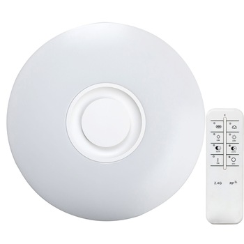 Plafoniera LED RGB cu boxa Rabalux Murry, 24W, 1440 lm, dimabil, Bluetooth, Telecomanda, Alb Plafoniera LED RGB cu boxa Rabalux Murry, 24W, 1440 lm, dimabil, Bluetooth, Telecomanda, Alb