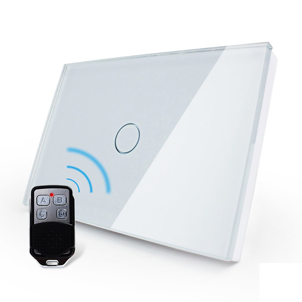 Intrerupator wireless cu touch Livolo din sticla si telecomanda inclusa-standard italian, Alb