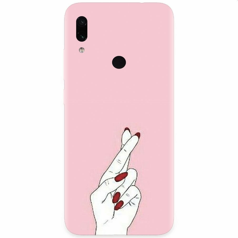 Husa silicon pentru Xiaomi Redmi Note 7, Pink Finger Cross
