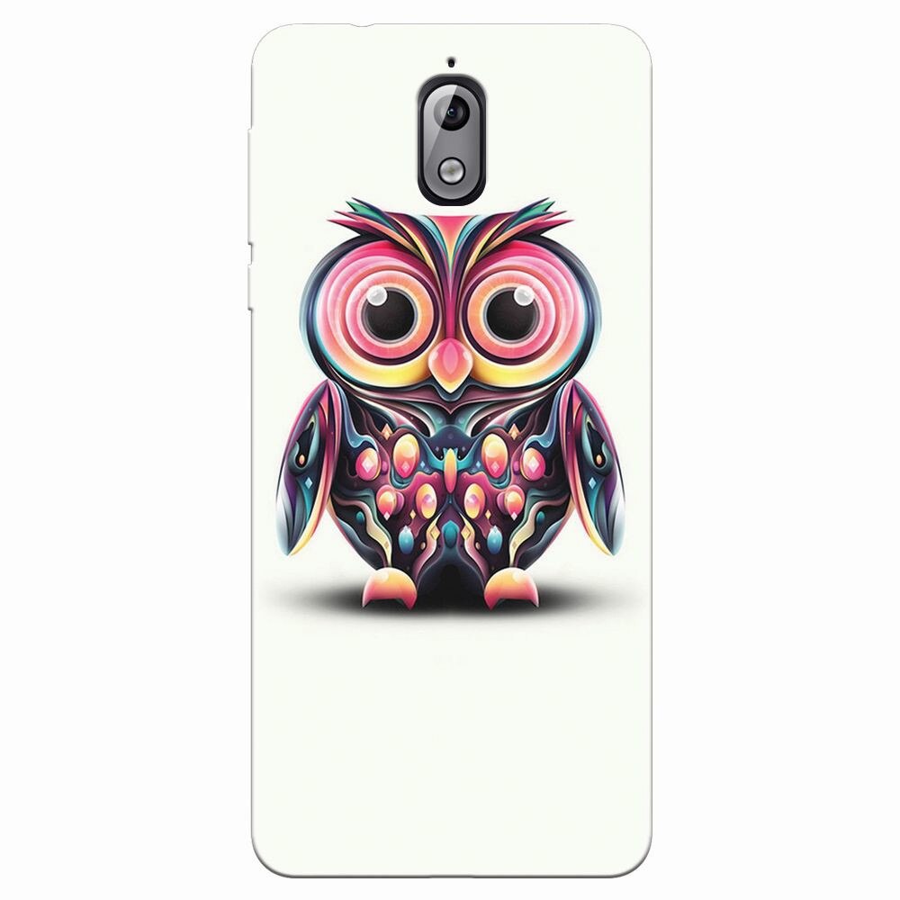 Husa silicon pentru Nokia 3.1, Colorful Owl Illustration