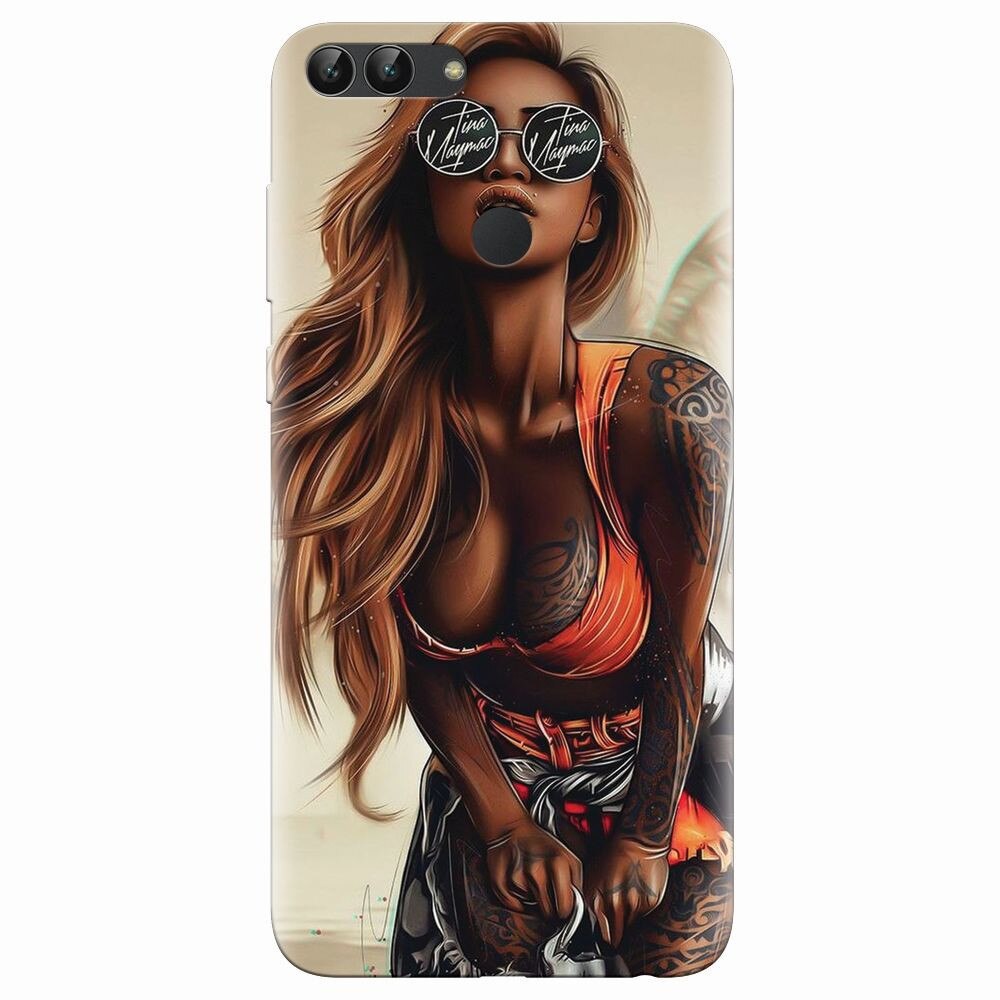 Husa silicon pentru Huawei P Smart, Tattoed Girl