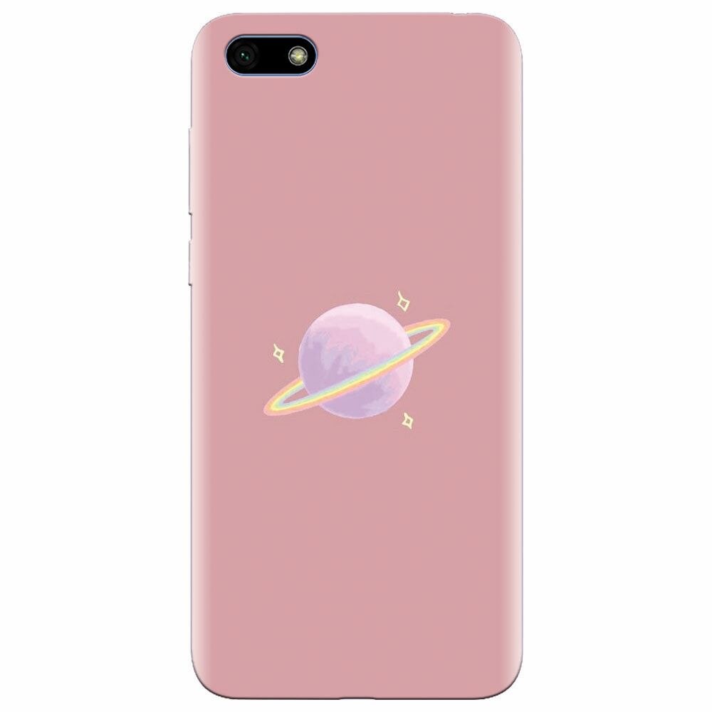 Husa silicon pentru Huawei Y5 Prime 2018, Saturn On Pink