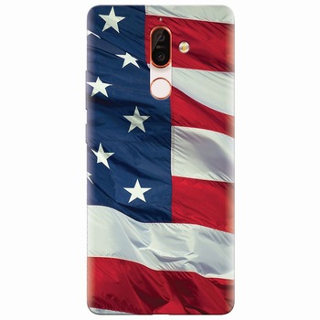 Husa silicon pentru Nokia 7 Plus, American Flag Illustration Husa silicon pentru Nokia 7 Plus, American Flag Illustration