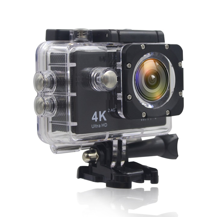 TechONE Loosafe F60R 4k 30fps sport videókamera, Wifi, 2" LCD, távirányító, kiegészítők, vízálló tok, fekete