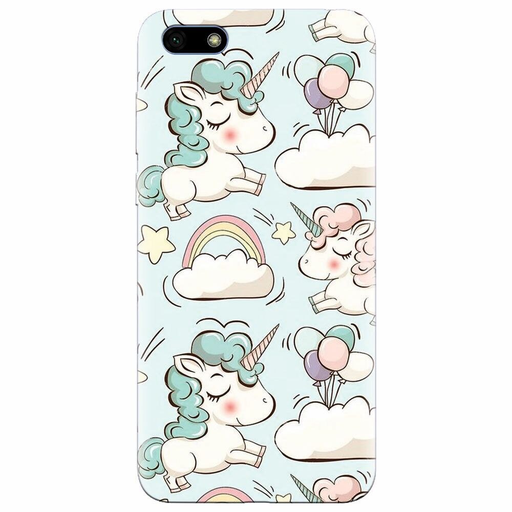 Husa silicon pentru Huawei Y5 Prime 2018, Unicorns And Clouds