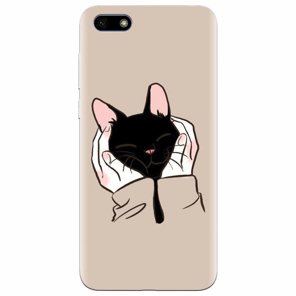 Husa silicon pentru Huawei Y5 Prime 2018, Th Black Cat In Hands