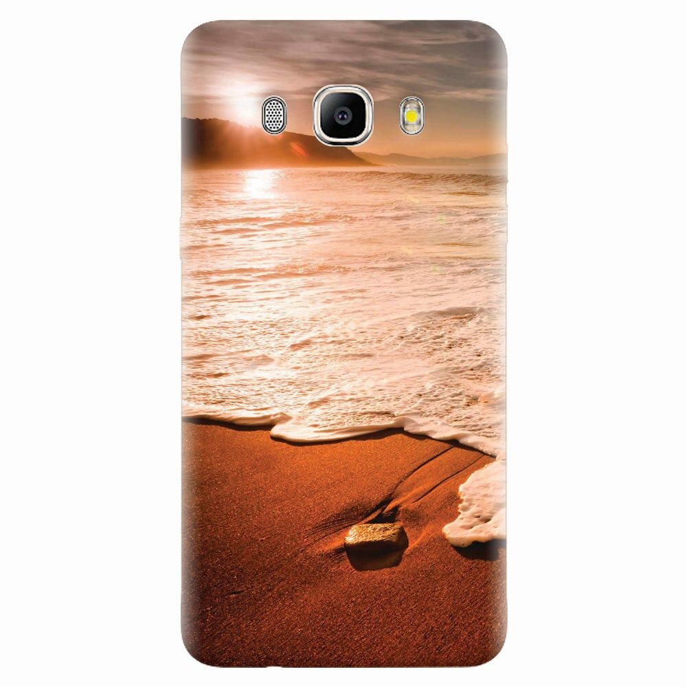 Husa silicon pentru Samsung Galaxy J7 2016, Sunset Foamy Beach Wave