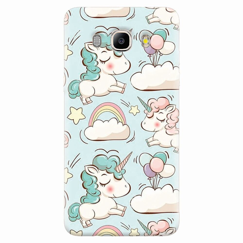 Husa silicon pentru Samsung Galaxy J7 2016, Unicorns And Clouds