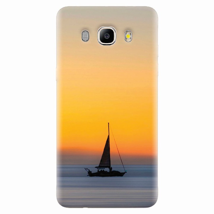 Husa silicon pentru Samsung Galaxy J7 2016, Wind Sail Boat Ocean Sunset