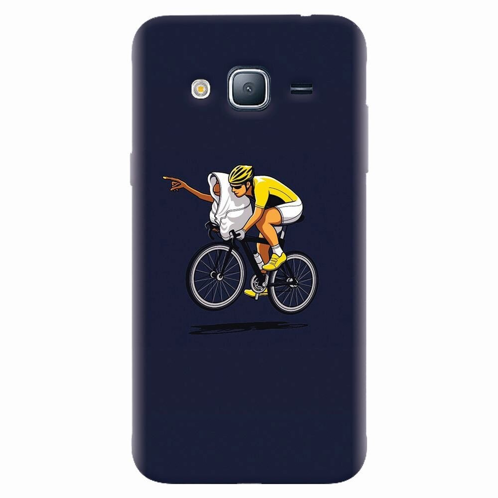Husa silicon pentru Samsung Galaxy J7 2015, ET Riding Bike Funny Illustration