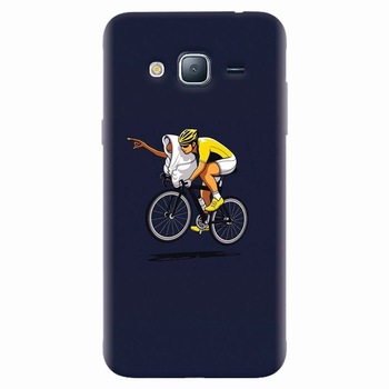 Husa silicon pentru Samsung Galaxy J7 2015, ET Riding Bike Funny Illustration Husa silicon pentru Samsung Galaxy J7 2015, ET Riding Bike Funny Illustration
