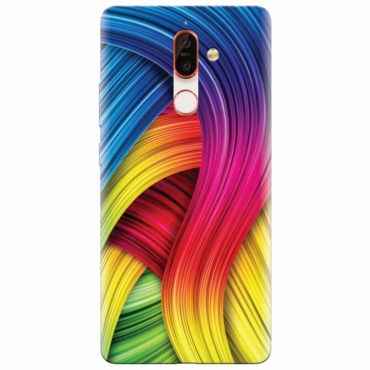 Π‘ΠΈΠ»ΠΈΠΊΠΎΠ½ΠΎΠ² ΠΊΠ΅ΠΉΡ Π·Π° Nokia 7 Plus, Curly Colorful Rainbow Lines Illustration