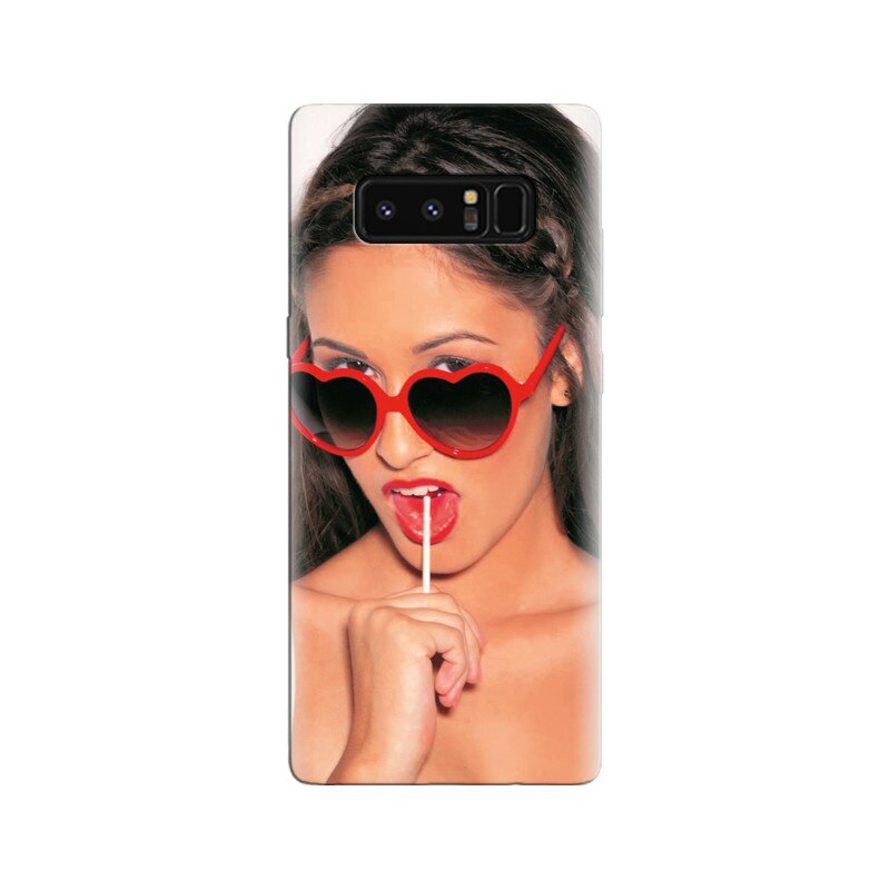 Husa Samsung Note 8 Brunette Model Wearing Funky Red Heart Glasses