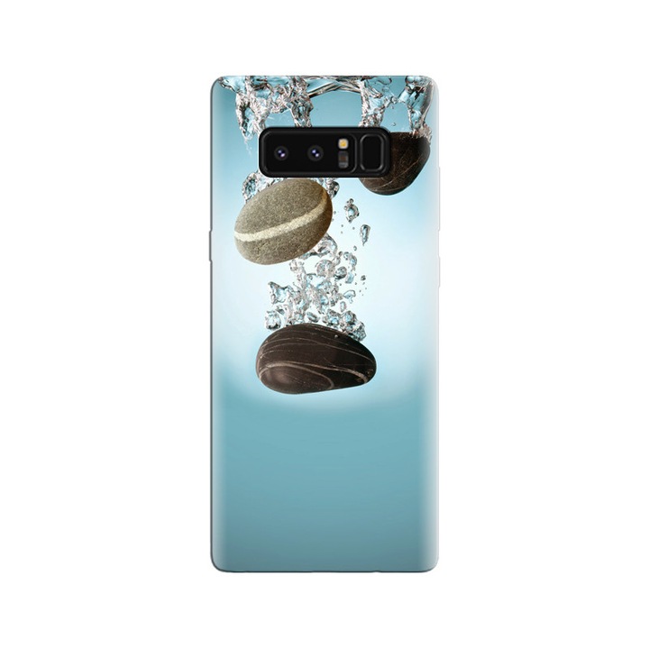 Силиконов кейс, съвместим с Samsung Galaxy Note 8 - модел Black Pebbles Water Splash